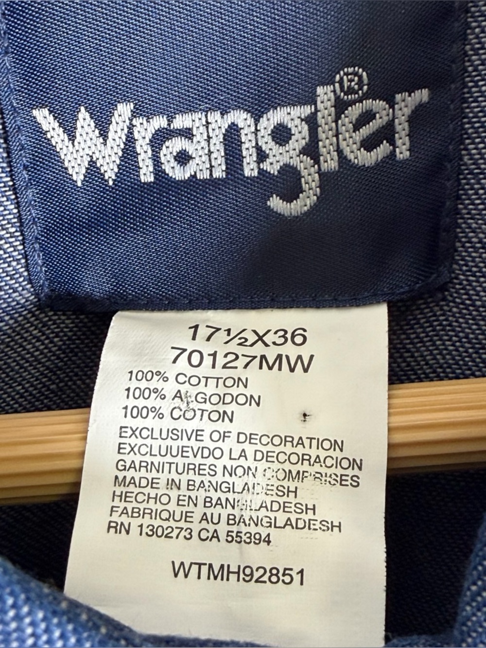 Wrangler Men’s Denim Western Pearl Snap Shirt Cowboy Core Ranchwear Sz XL Tall - Picture 5 of 11